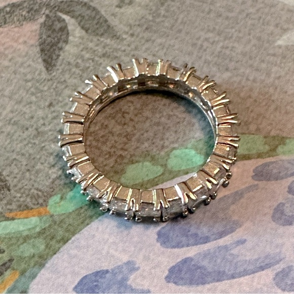 CZ Princess Cut Eternity Band Ring SZ 5 3/4 Josie Park Lane Jewelry Silver Tone - Picture 5 of 7